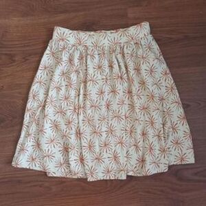 Chic Floral Midi Skirt - Cream and Orange